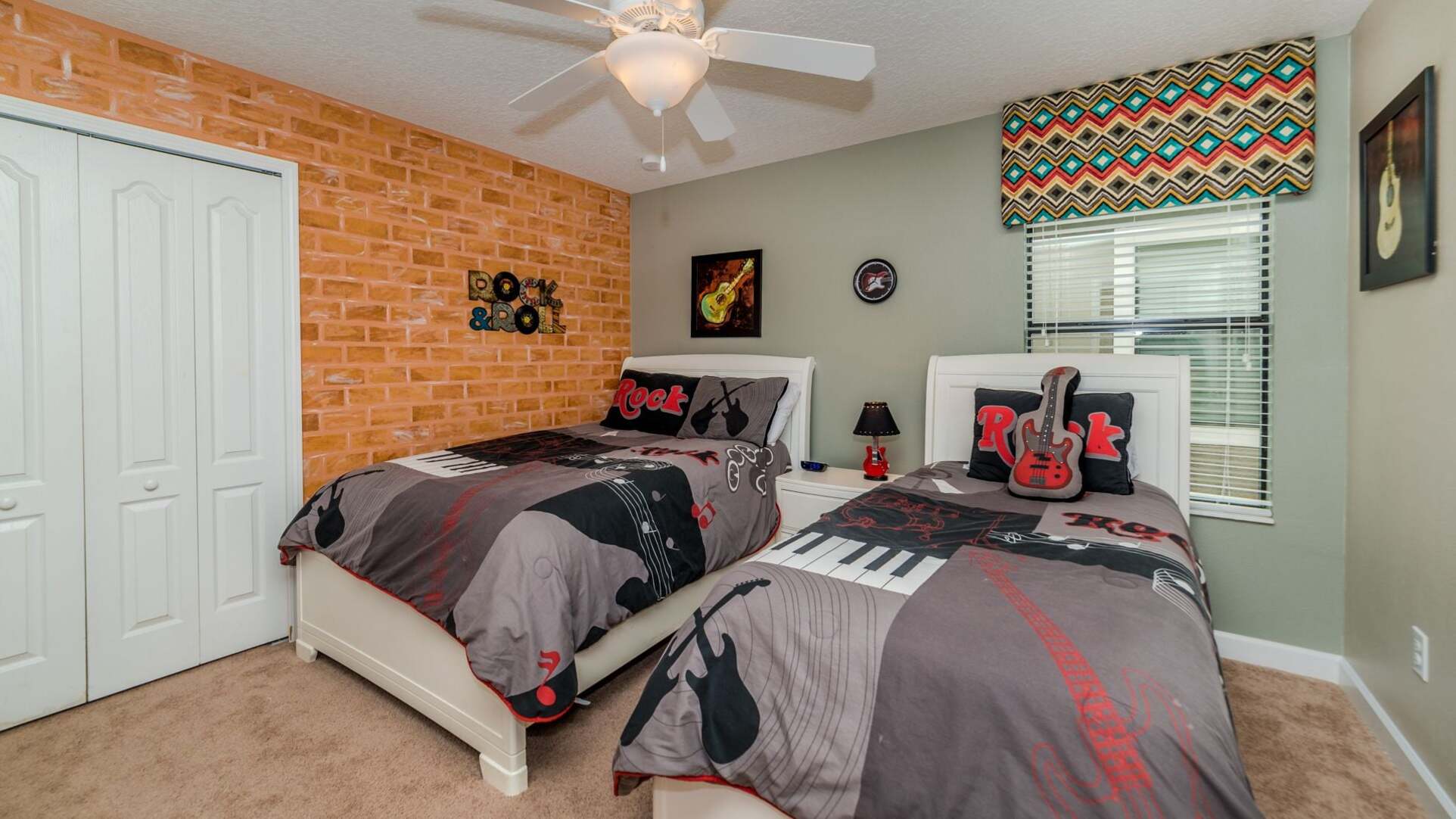 Two Twins Bedroom 5 Upstairs, Shared Bathroom
 32" Roku TV