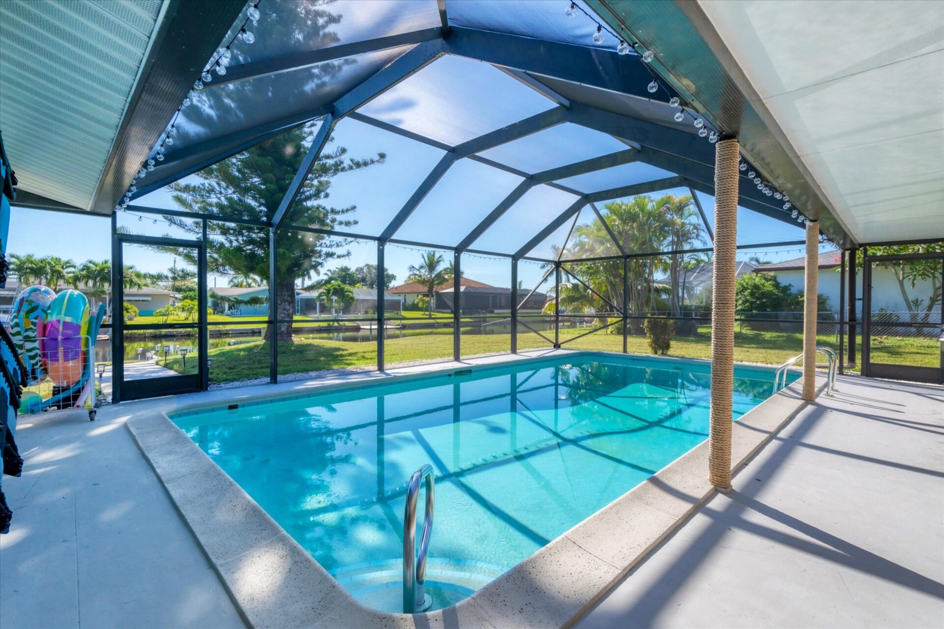Sparkling pool overlooking canal
