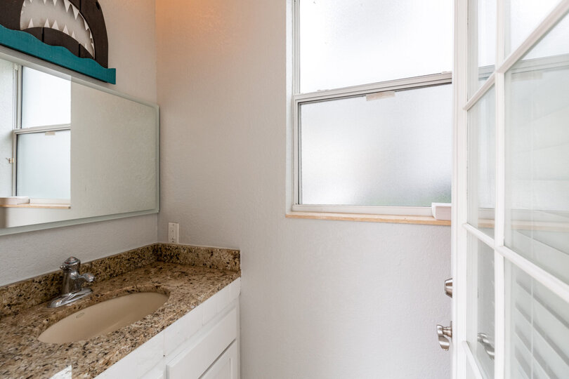 There is an outside shower as well bathroom for your convenience