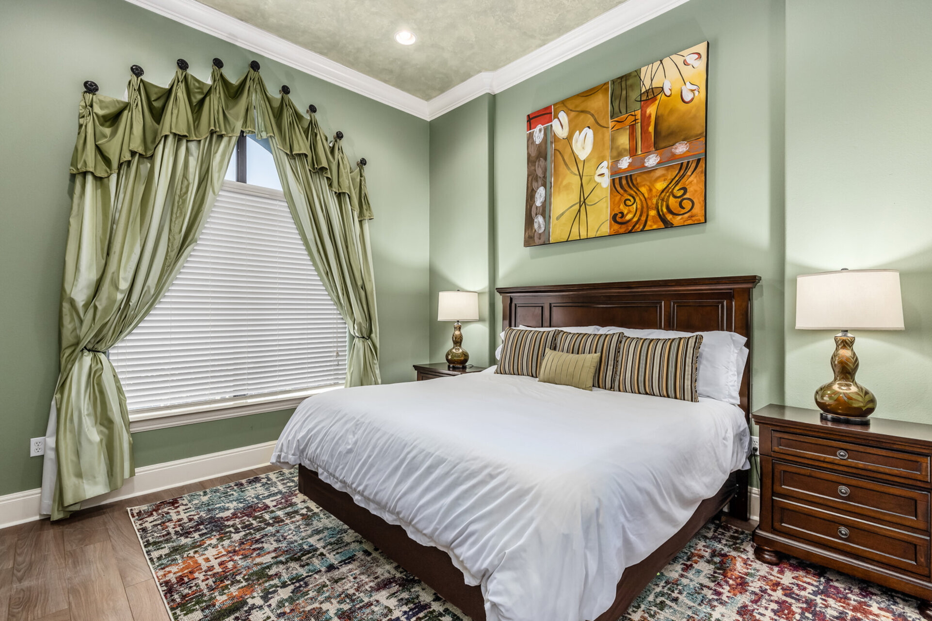 This bedroom is perfect for relaxation with a comfortable king bed.