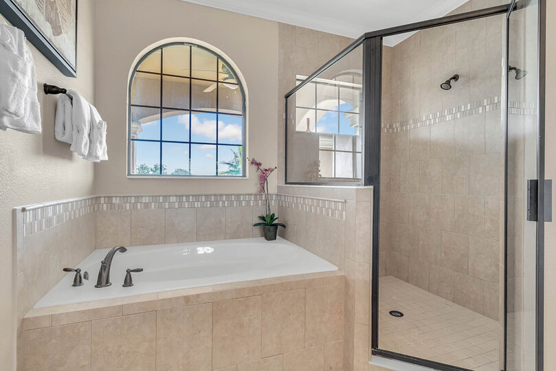 Complete with a walk in shower and garden tub