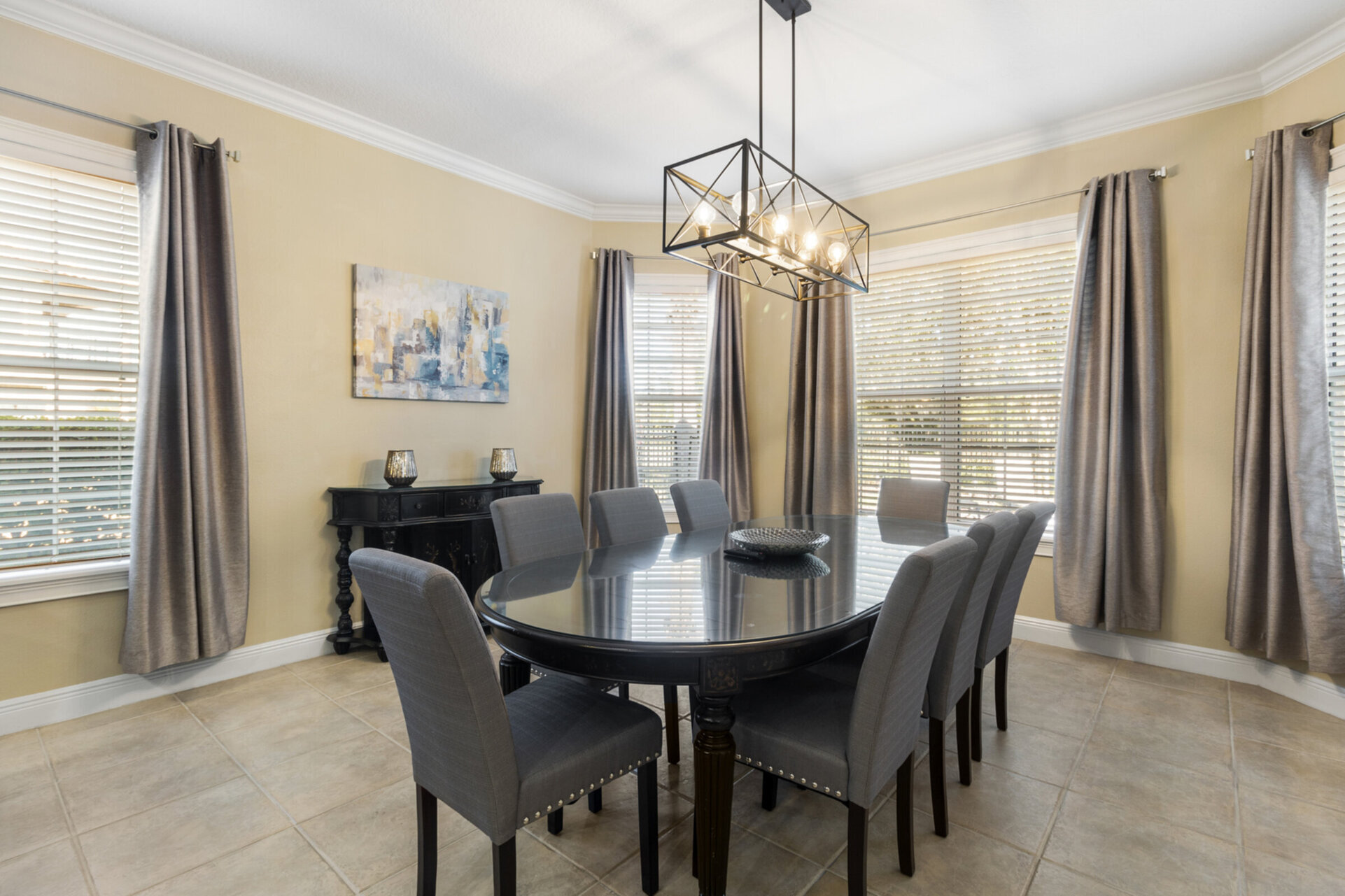 Formal dining area with seating for 8