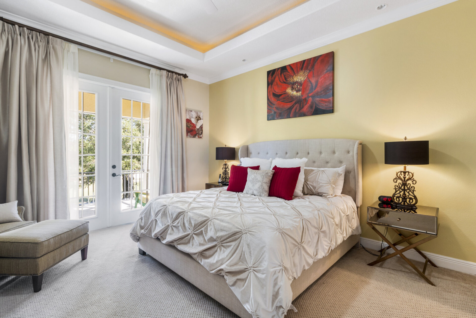 Master Suite featuring a King sized bed and balcony access