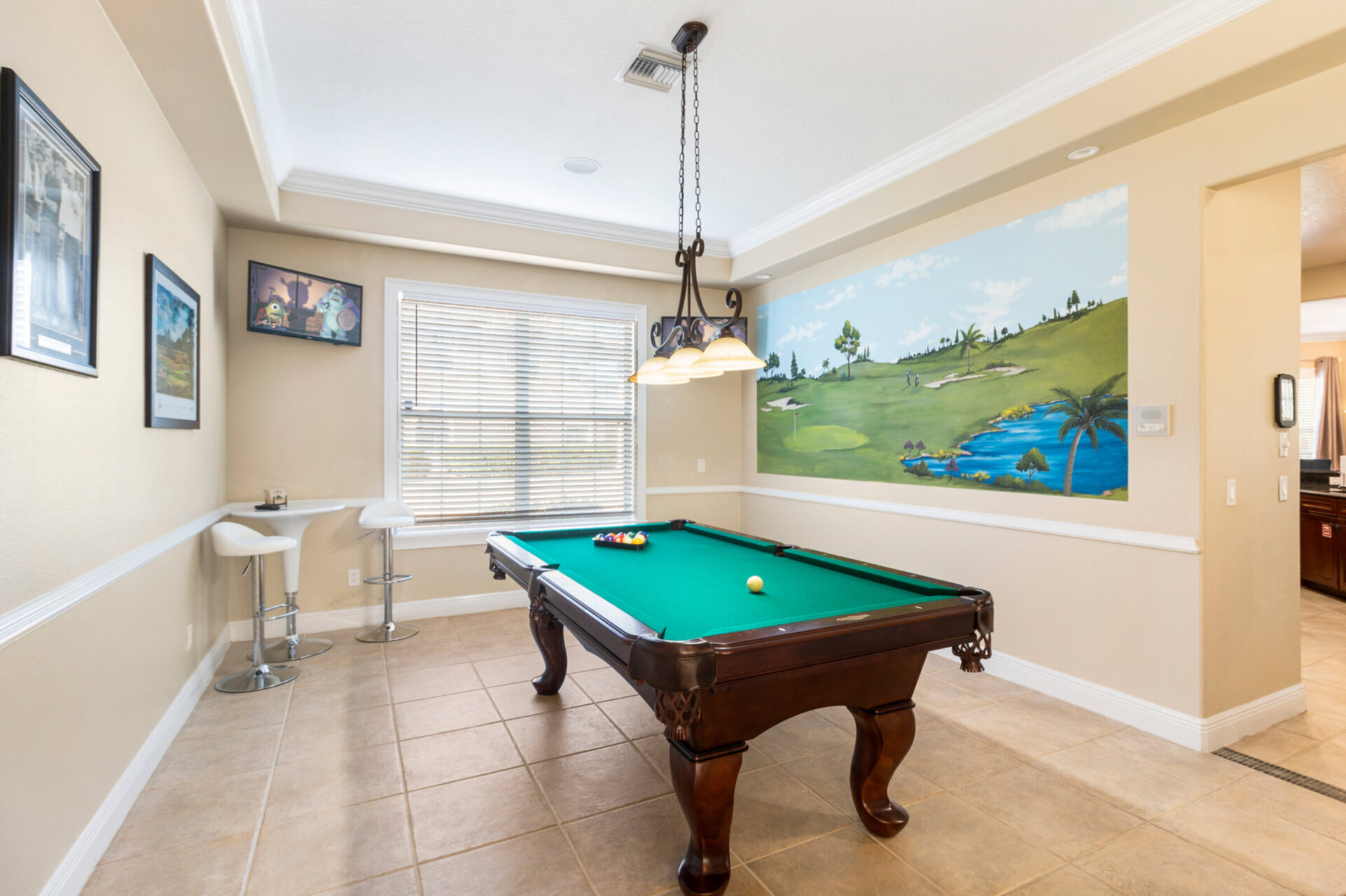 Game room with pool table