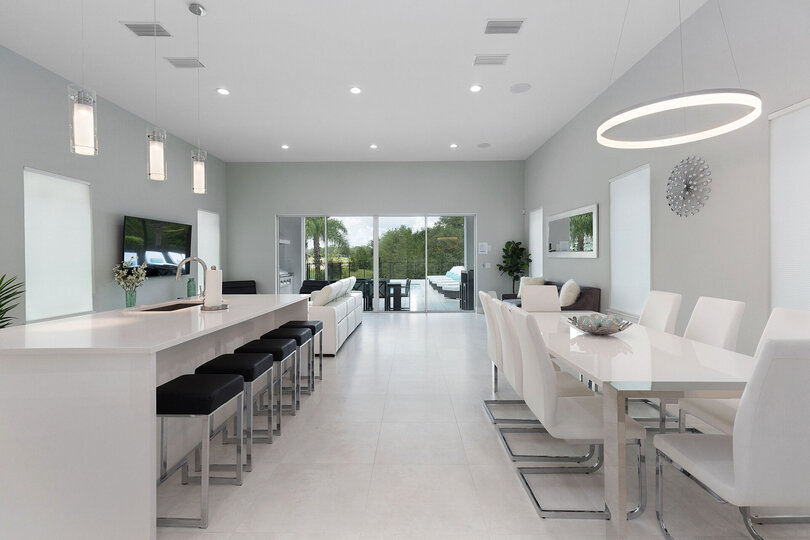 The living area has a contemporary design