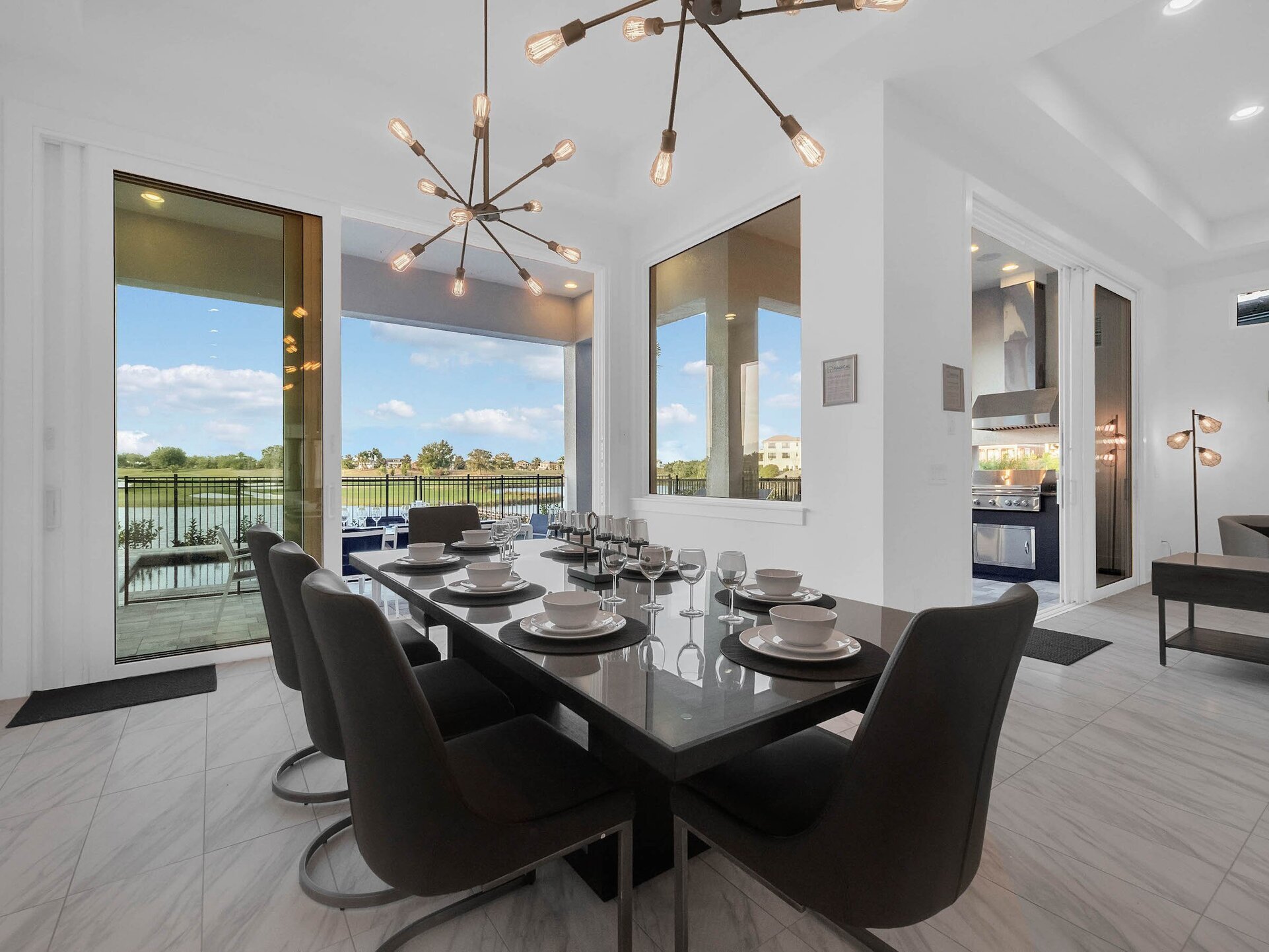 Formal dining table is perfect for a family style meal