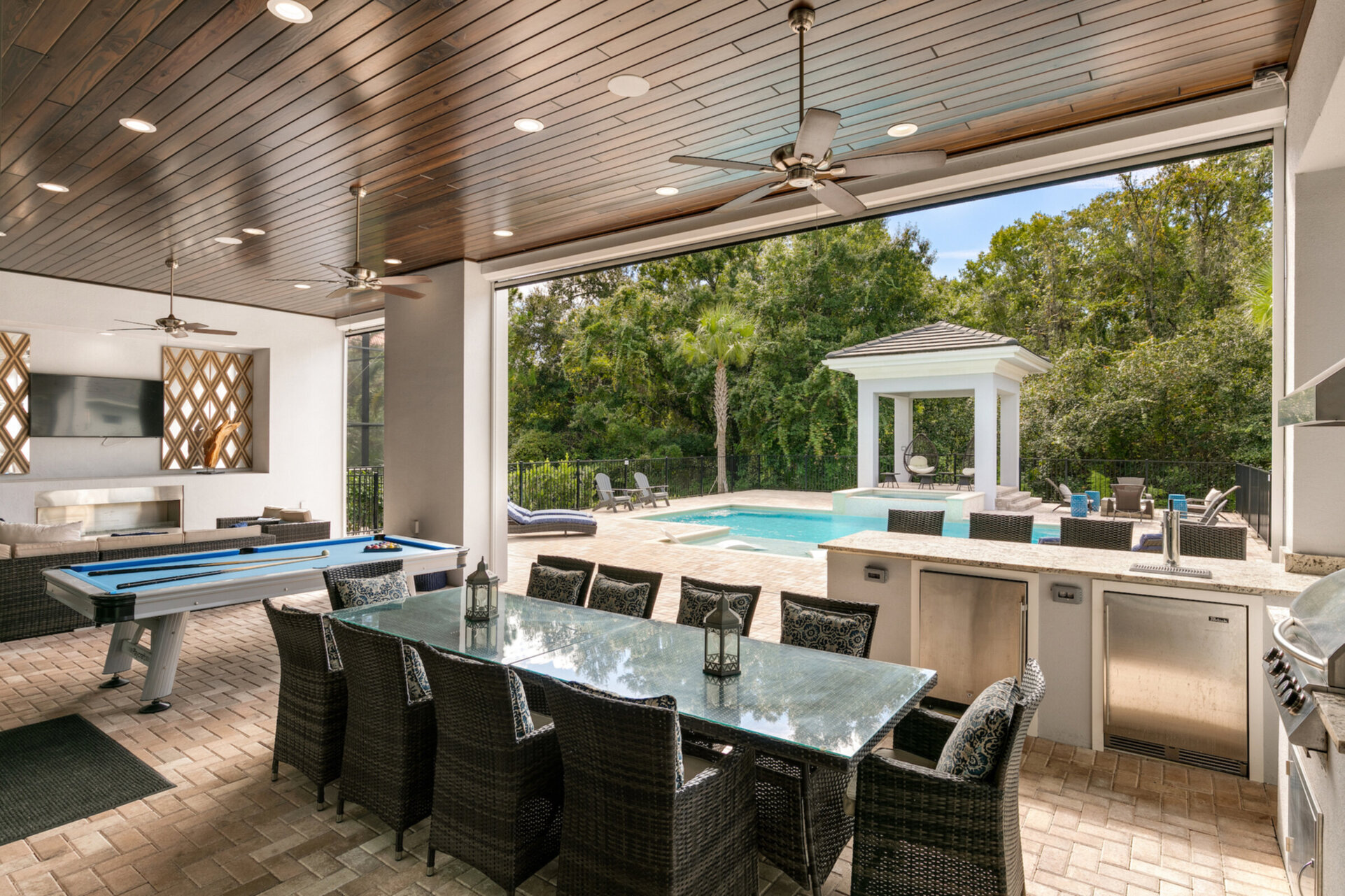 Grill and serve lunch in the summer kitchen (Disclaimer: Fireplace(s) not allowed for guest use, homeowner use only.)