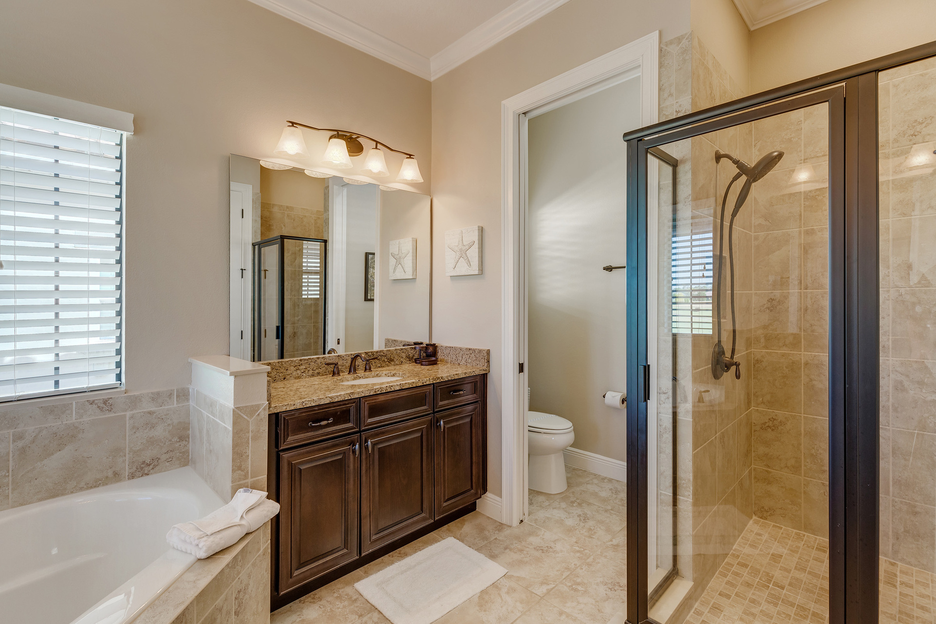 Guests can also enjoy the stand-alone shower