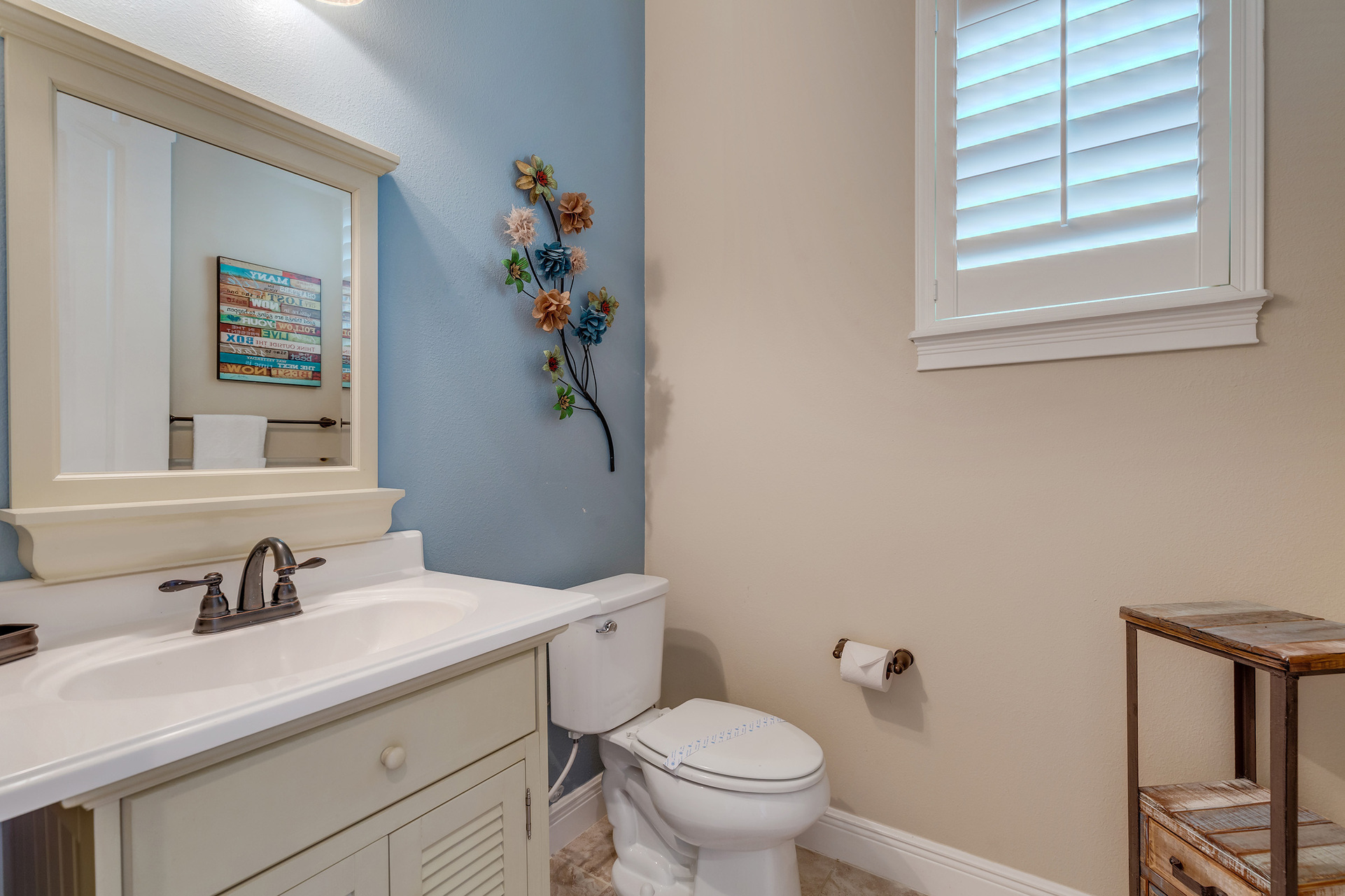 A half bath sits at the first floor