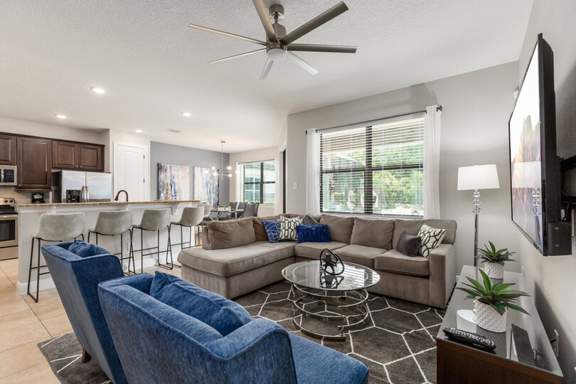 An open floor plan is perfect for entertaining guests