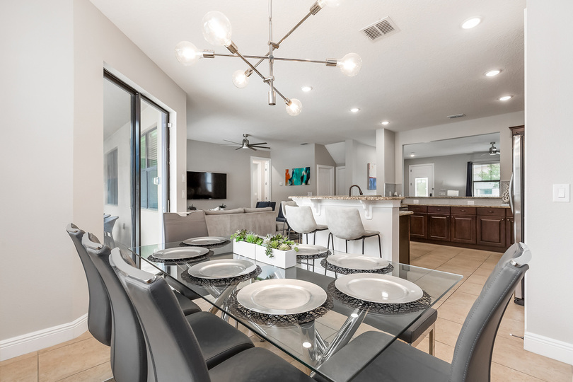 Dine in the formal dining room with seating for 8