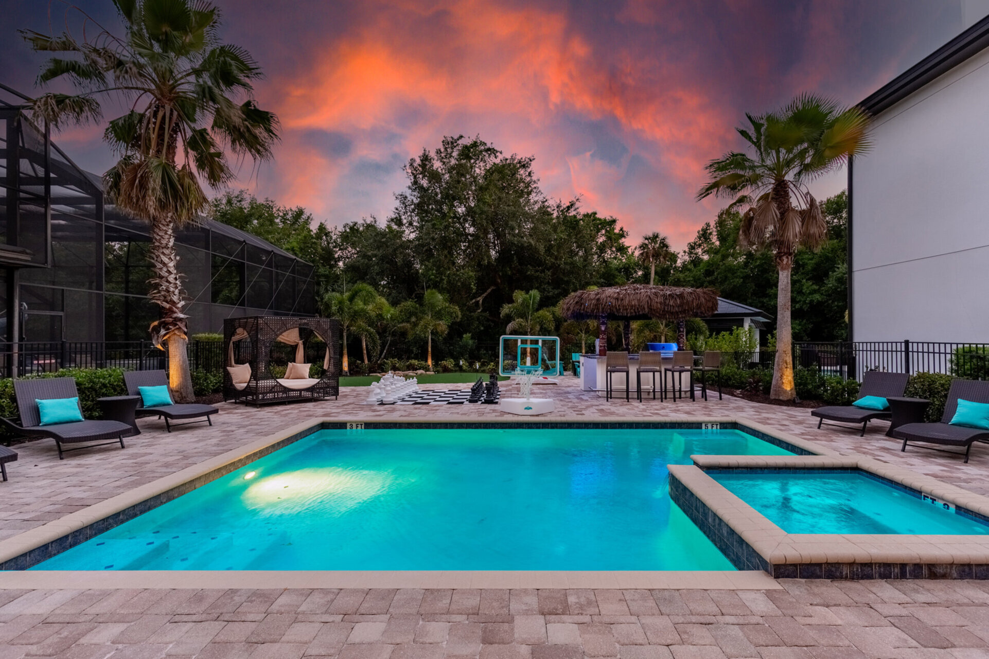 Spend the night under the Florida twilight poolside
