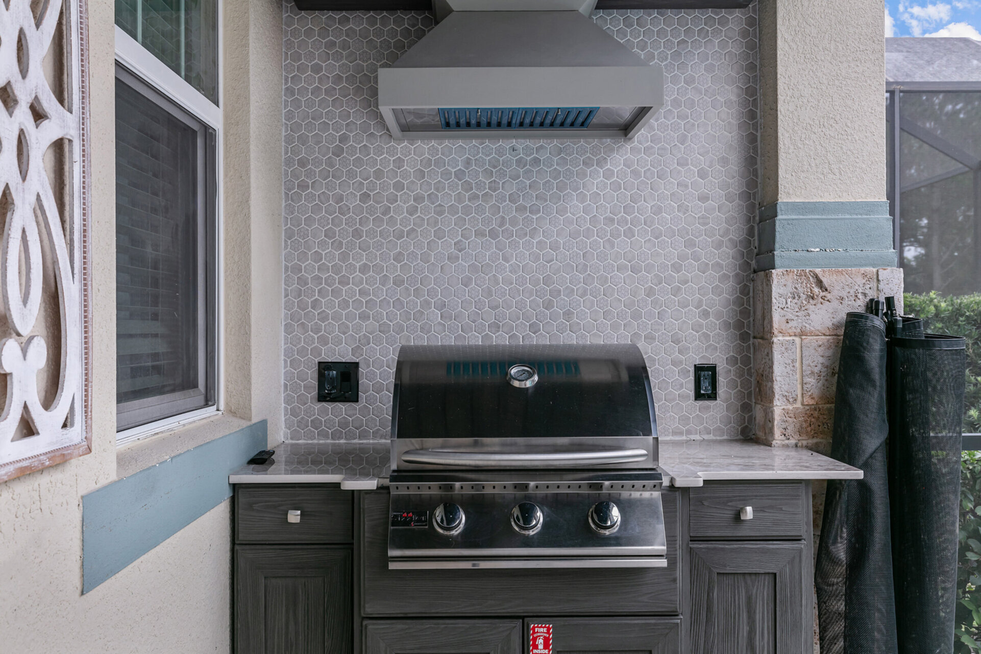 Grill up some burgers on the outdoor grill!