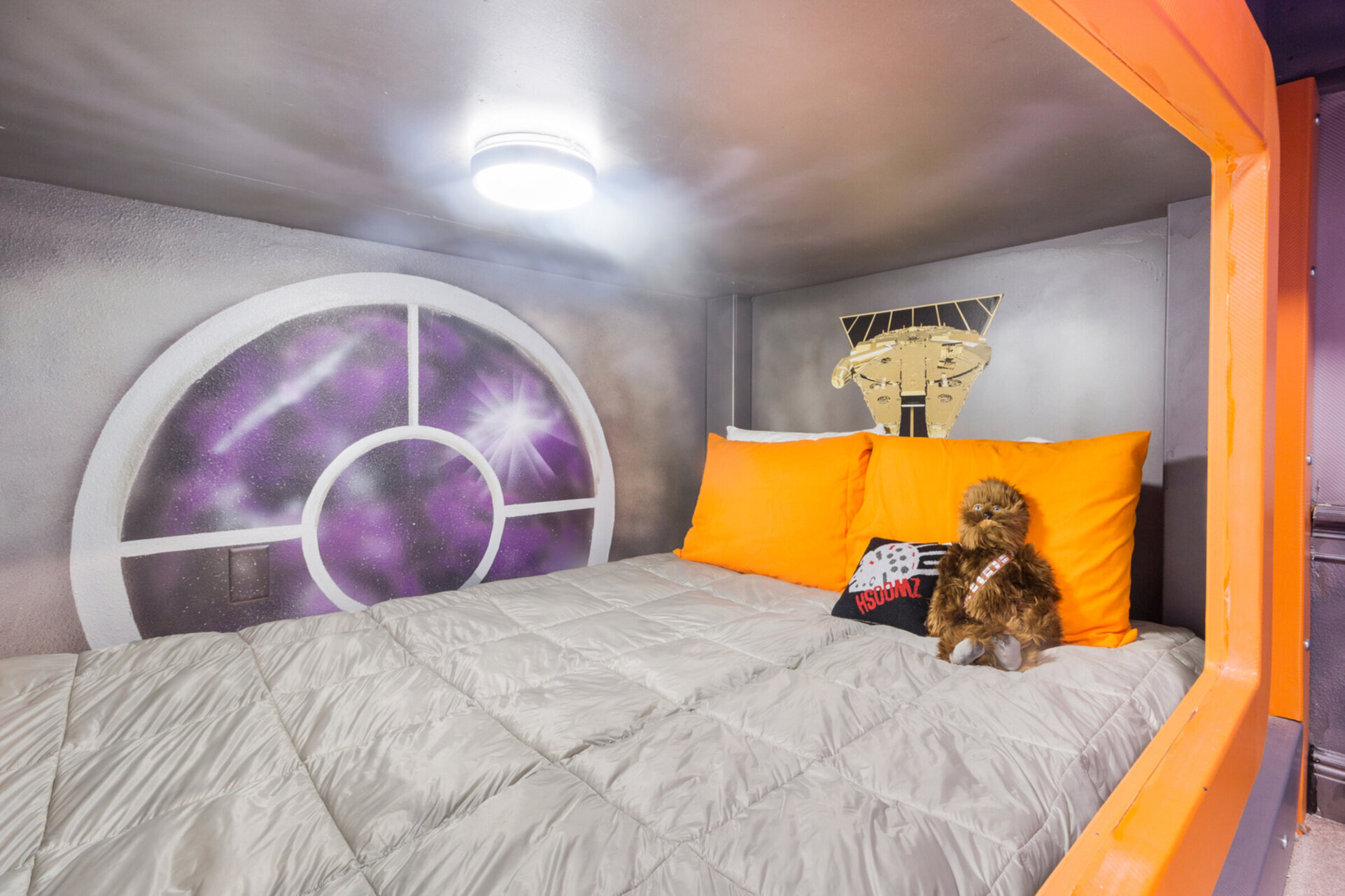Each bunk also features custom artwork