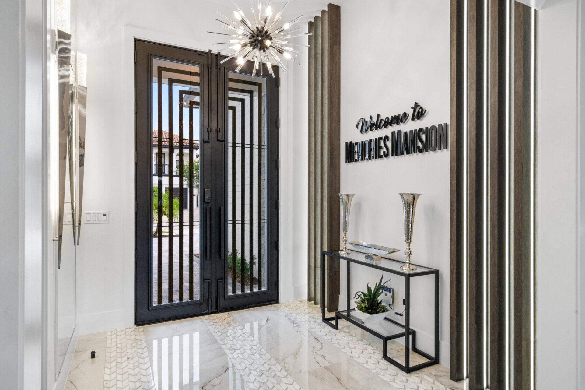 The front entrance to the home showcases the luxury of this magical villa