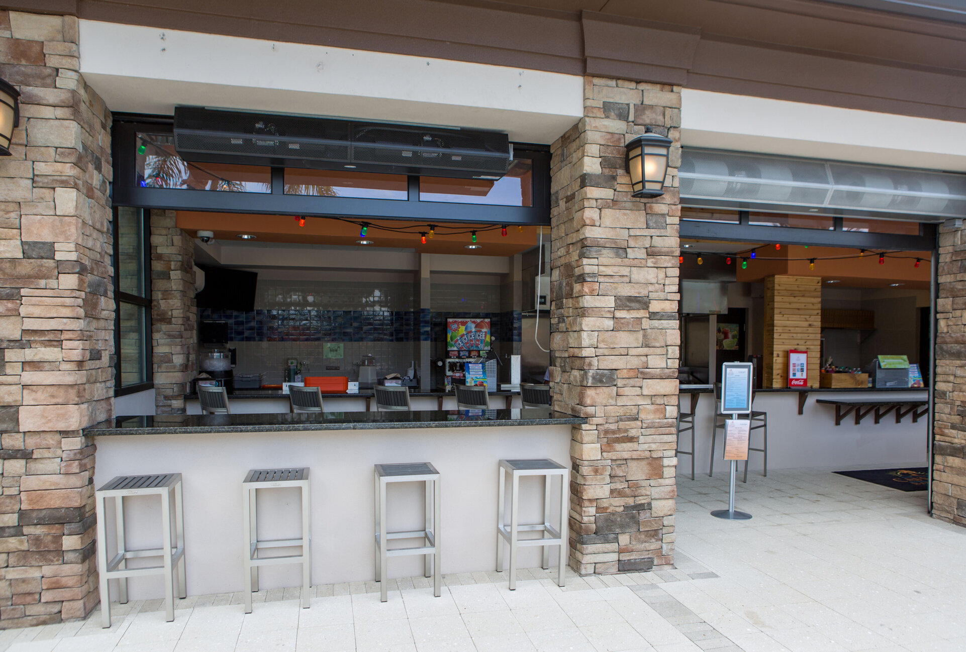 Grab a cold drink or a snack at the tiki bar!