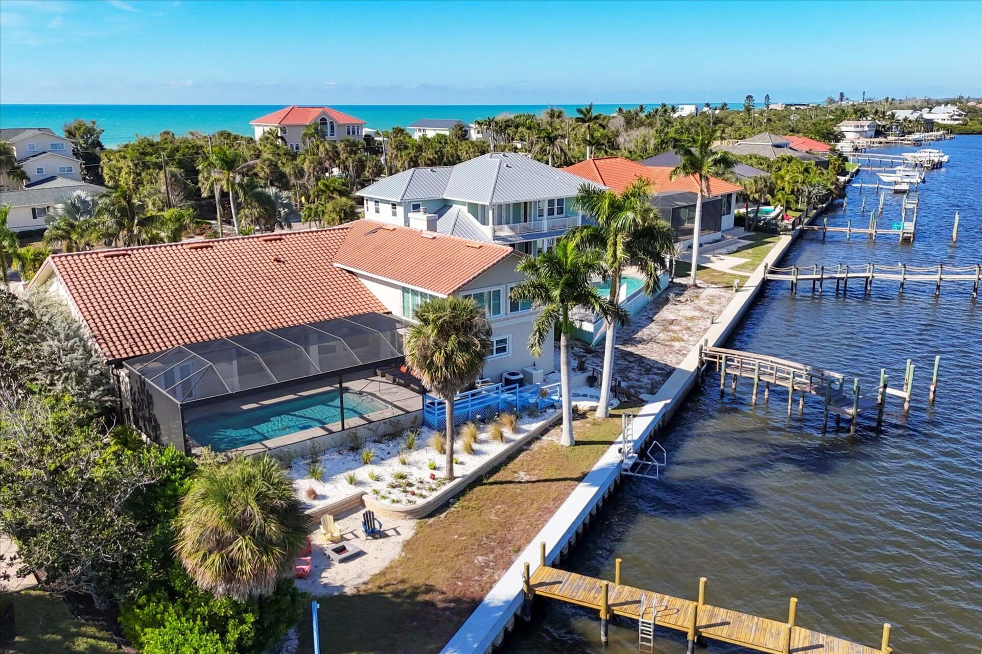 Stunning 5/4 waterfront home with private pool and beach access on Manasota Key island in Englewood, FL